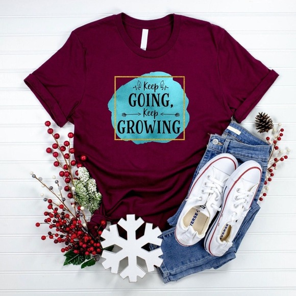 Keep Going Keep Growing Shirt, Flower Shirt, Positive Shirt - Picture 1 of 2